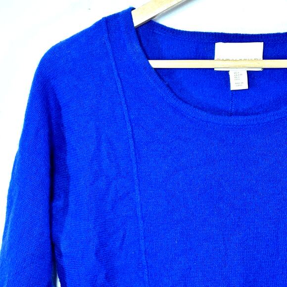 CYNTHIA ROWLEY 100% Cashmere Royal Blue Soft Cozy Classic Sweater fitted size L - Picture 3 of 8